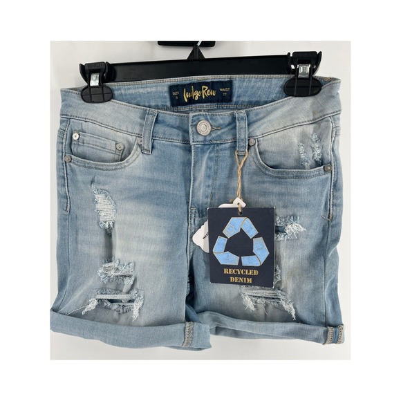 Indigo Rein Pants - Indigo Rein Womens Size 5‎ Distressed Denim Shorts Light Wash 27" Waist NWT